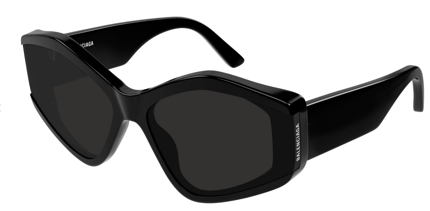 Balenciaga BB0302S-001 Black/Grey Cat Eye Oversized Women's Sunglasses