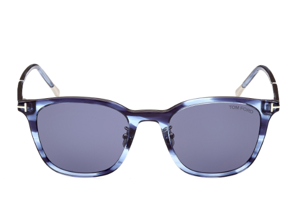 Tom Ford FT0956-D 90V Striped Dark Blue-Light Blue/Blue Soft Square Sunglasses