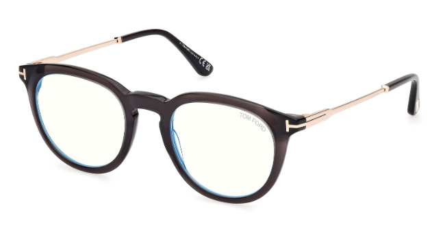 Tom Ford FT5905 005 Shiny Black / Shiny Rose Gold Round Men's Eyeglasses