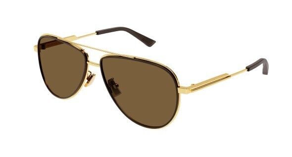 Bottega Veneta BV1240S 002 Gold/Brown Oval Men's Sunglasses