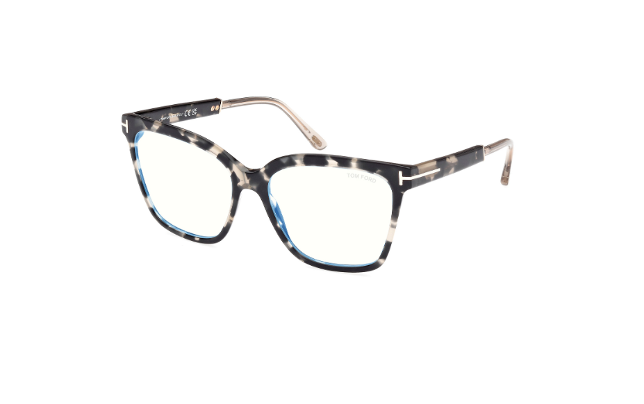 Tom Ford FT5892 005 Coloured Havana  Blue Block Lenses Women's Eyeglasses