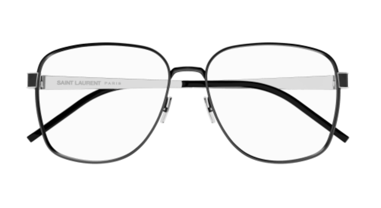 Saint Laurent SL M134 001 Black/Silver Oversized Square Women's Eyeglasses