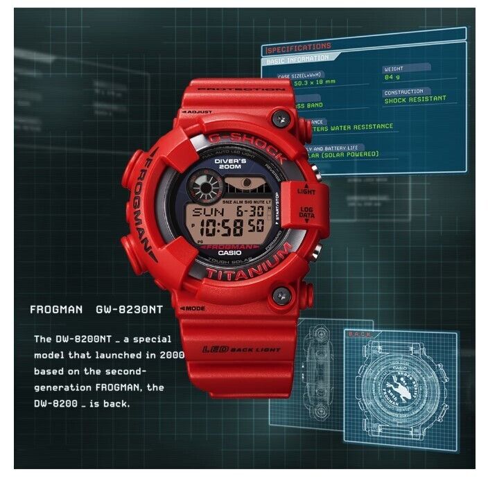 Casio G Shock Master of G Sea Frogman Digital Men's Watch GW8230NT-4