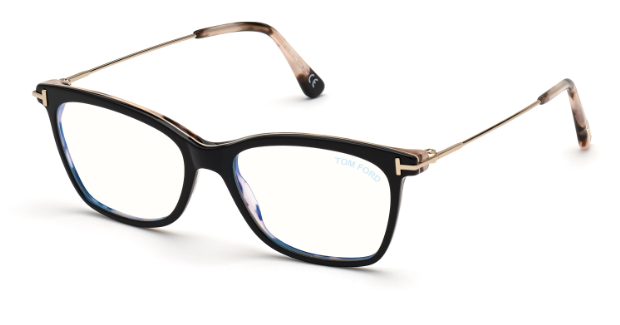 Tom Ford FT5712 005 Black/Monocolor/Pale Gold 50mm Square Women's Eyeglasses