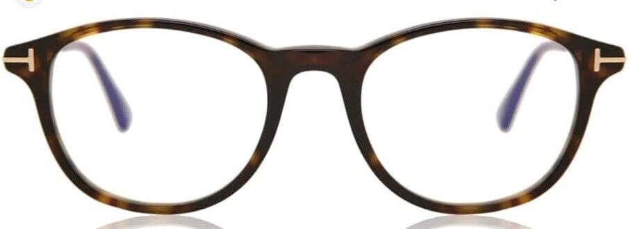 Tom Ford FT5553B 052 Shiny Dark Havana Round Men's Eyeglasses