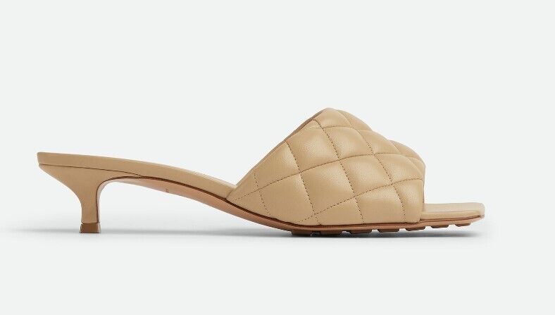 Bottega Veneta Beige Quilted Leather Mid Heel Mule 729764VBRR0 2624