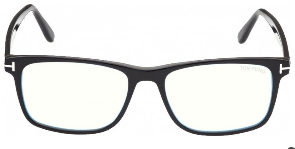 Tom Ford FT5752-F-B 001 Shiny Black Blue Block Square Men's Eyeglasses