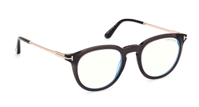 Tom Ford FT5905 005 Shiny Black / Shiny Rose Gold Round Men's Eyeglasses