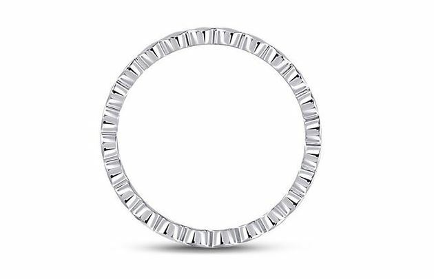 14kt White Gold Diamond Bezel Womens Band Ring 1/12 Cttw