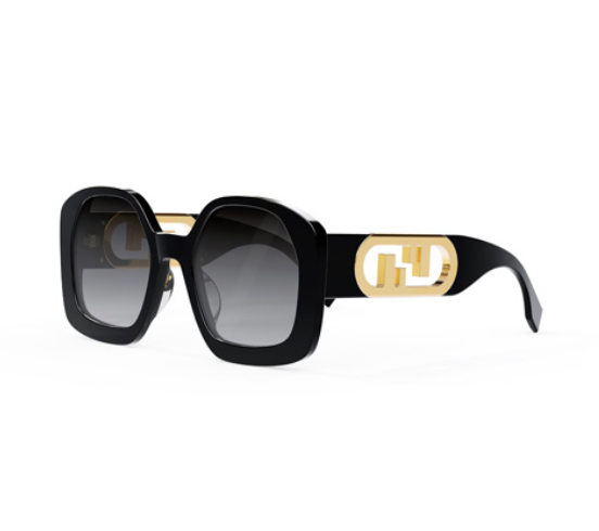 Fendi O'LOCK FE40048U 01B Black/Grey Gradient Square Women's Sunglasses