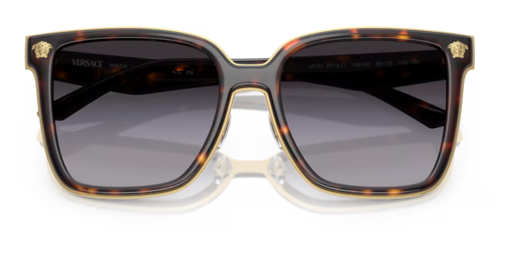 Versace 0VE2278D 108 8G Havana/Grey Gradient Cat Eye Women's Sunglasses