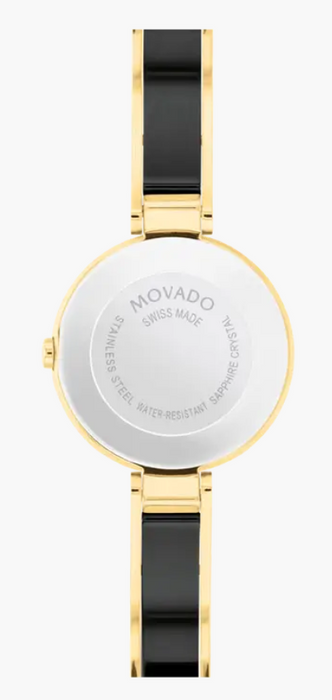 Movado Moda Black/Yellow Museum Dial Slim Women's Watch 0607714