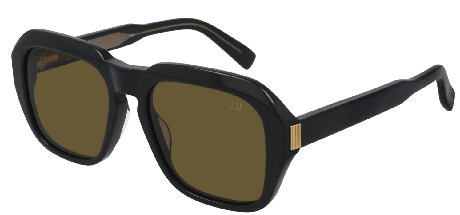 Dunhill DU0001S 001 Black/Brown Oversized Rectangular Men's Sunglasses