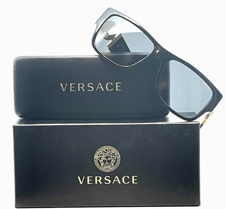 Versace VE4369 GB1/81 Black-Gold/Gray Polarized Rectangle Men's Sunglasses