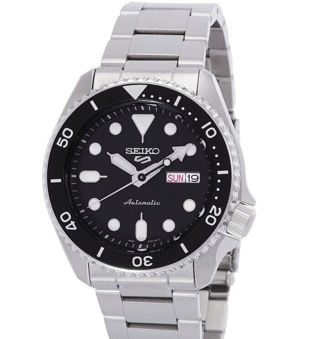 Seiko 5 Sports Automatic Stainless Steel Watch Black Bezel Men's Watch SRPD55K1