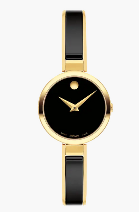 Movado Moda Black/Yellow Museum Dial Slim Women's Watch 0607714