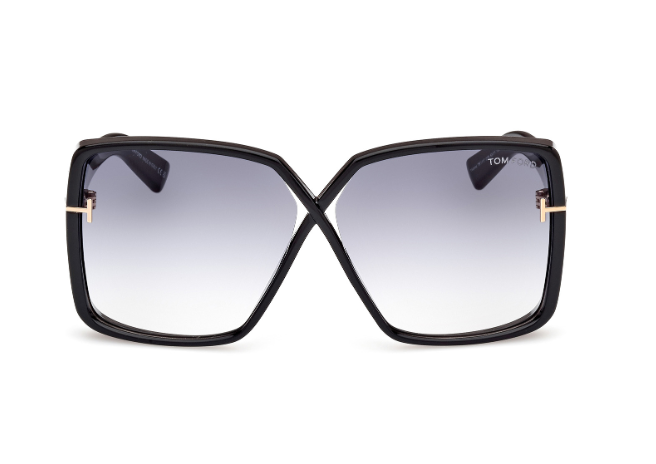 Tom Ford FT1117 Yvonne 01B Shiny Black/Smoke Gradient Butterfly Sunglasses