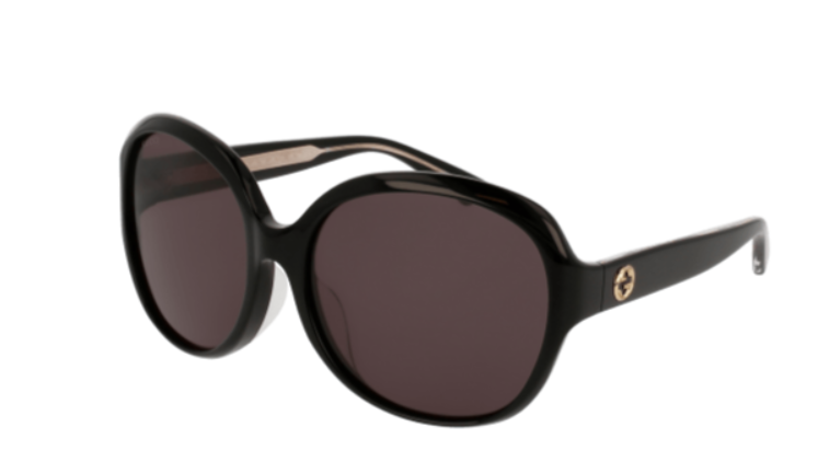 Gucci GG0080SK 001 Black/Smoke Round Women's Sunglasses.