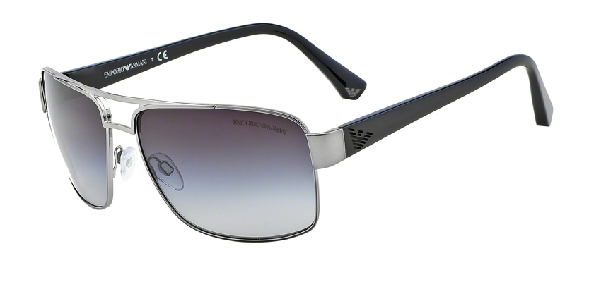 Emporio Armani EA2002 3016/8G Black Silver/Grey Gradient Square Men's Sunglasses