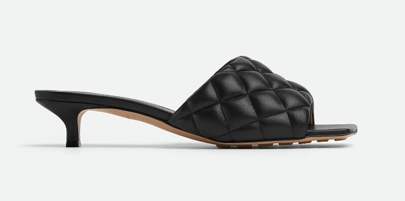 Bottega Veneta Black Quilted Leather Mid Heel Women's Mule 729764VBRR0 1000