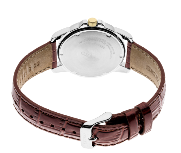Seiko Essentials Quartz Charcoal Dial Brown Leather Strap Men's Watch SUR360