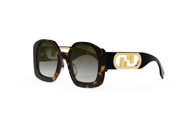 Fendi O'LOCK FE40048U 52F Dark Havana/Brown Gradient Square Women's Sunglasses