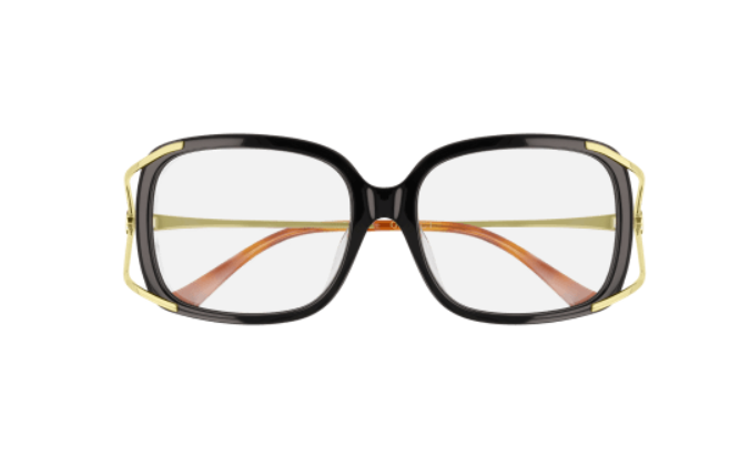 Gucci GG0648OA 001 Black/Gold Rectangle Women's Eyeglasses