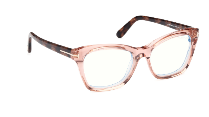 Tom Ford FT5909  072 - Shiny Light Pink/ Clear Square Women's Eyeglasses