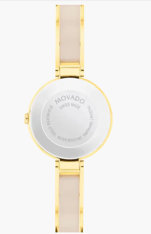 Movado Moda Taupe/Yellow Museum Dial Ceramic Slim Women's Watch 0607867