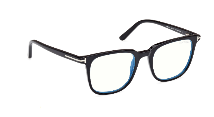 Tom Ford FT5916 001 Shiny Black /Clear Square Men's Eyeglasses with Clip-On