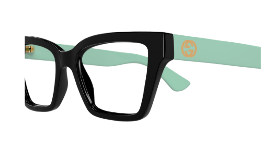 Gucci GG1715O 004 Black/Green Rectangle Women's Eyeglasses