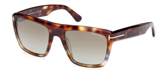 Tom Ford FT1077-N 55G Coloured Havana/Brown Square Men's Sunglasses