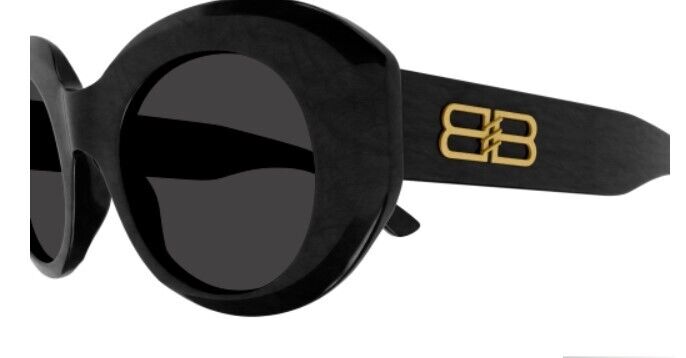 Balenciaga BB0235S-001 Black/Grey Round Women's Sunglasses