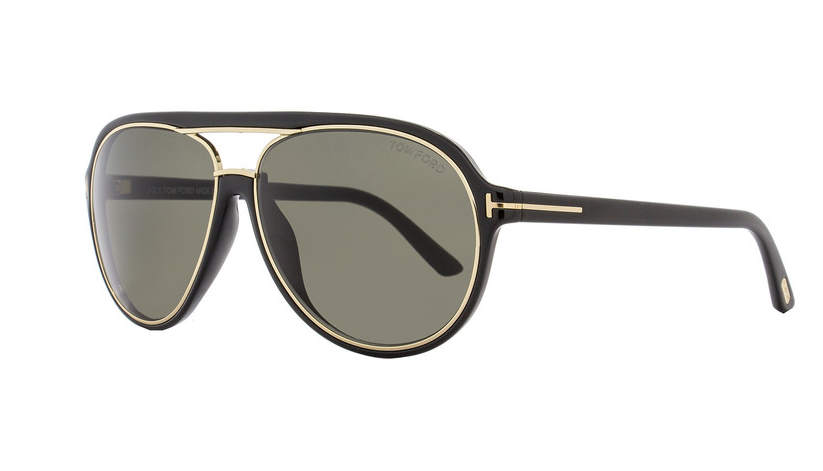 Tom Ford FT0379 01A 60mm Shiny Black/Gold Men's Soft Square Sunglasses