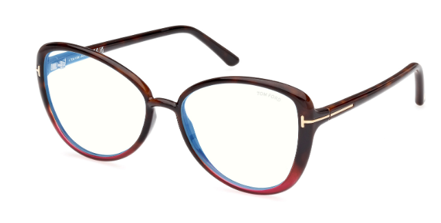 Tom Ford FT5907 055 Coloured Havana / Clear Butterfly shaped Women's Eyeglasses