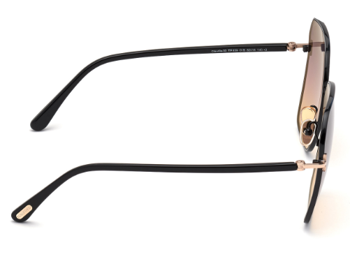 Tom Ford FT0839 Claudia-02 01B Rose Gold-Shiny Black/Smoke Gradient Sunglasses