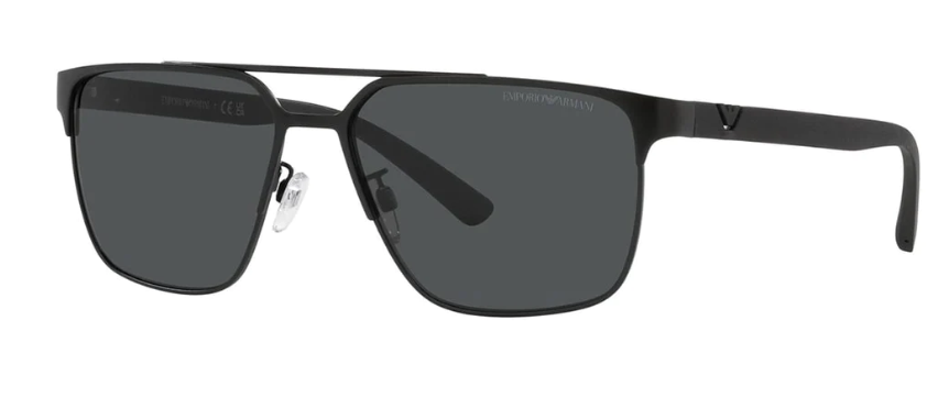 Emporio Armani EA 2018 3001/87 Black/Dark Grey Square Men's Sunglasses