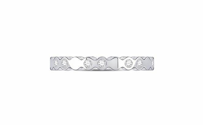 14kt White Gold Diamond Rounded Edge Womens Band Ring 1/8 Cttw