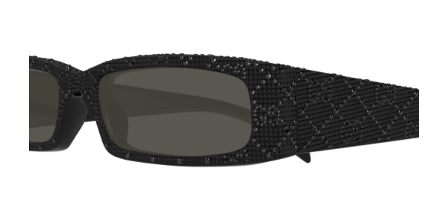 Gucci GG1780S 002 Black/Grey Crystal Rectangle Men's Sunglasses