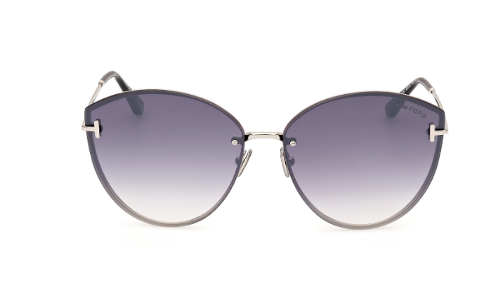 Tom Ford FT1106 16C Shiny Palladium /Smoke Mirror Cat Eye Women Sunglasses