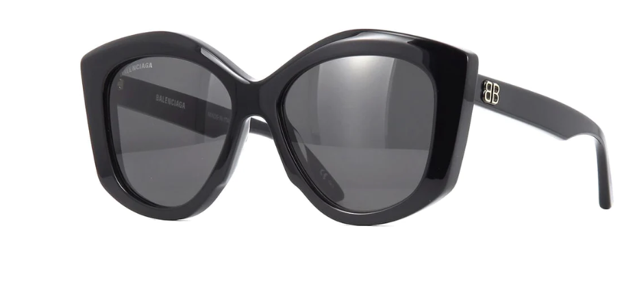 Balenciaga BB0126S 001 Black/Grey Oval Women's Sunglasses