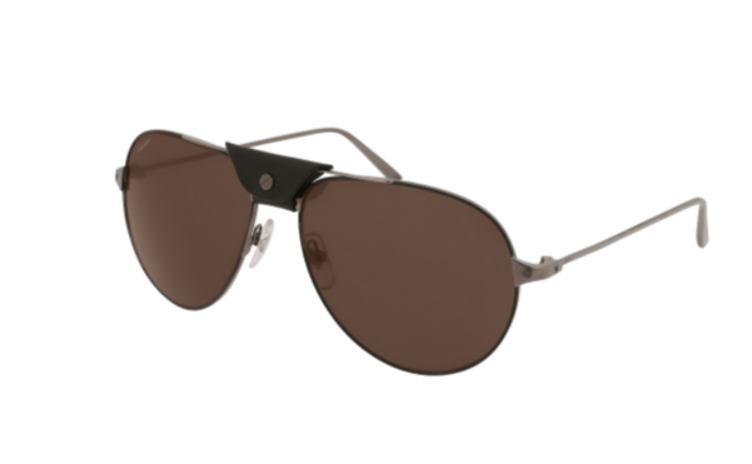 Cartier CT0038S 005 Black/Grey Metal Soft Square Men's Sunglasses.