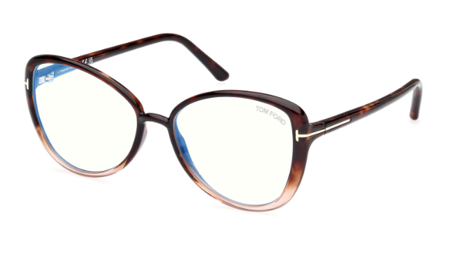 Tom Ford FT5907 056 Coloured Havana / Clear Butterfly shaped Women's Eyeglasses