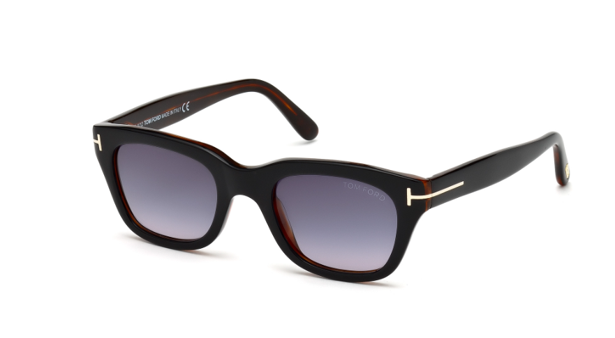 Tom Ford SNOWDON 05B Black Havana /Smoke Square Men's Sunglasses