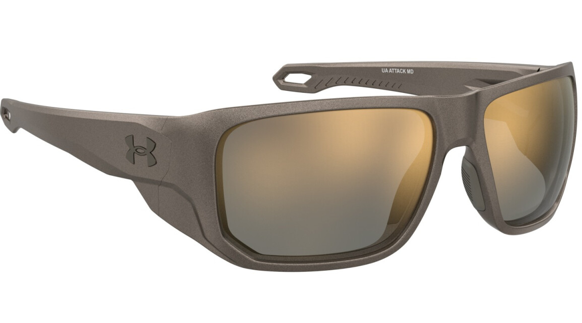 Under Armour UA ATTACK MD HKL 2B Brown Metallic/Gold Mirrored Men's Sunglasses