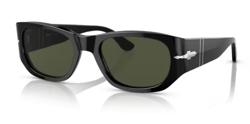 Persol 0PO3307S 95/31 Black/Green Oval Shaped Unisex Sunglasses