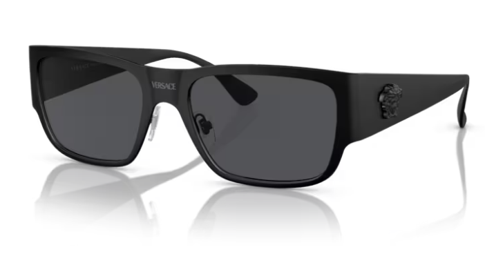 Versace VE2262 126187  Black/Dark Grey Square 56mm Men's Sunglasses