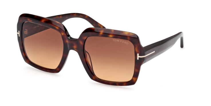 Tom Ford KAYA FT1082 52F Dark Havana/Brown Square Women's Sunglasses