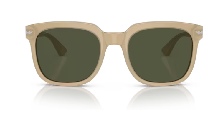 Persol 0PO3323S 116931 Opal beige/Green Square 53mm Men's Sunglasses