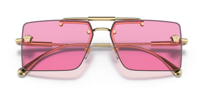 Versace 0VE2245 1002-5 Gold/Fuchsia Rectangular Women's Sunglasses